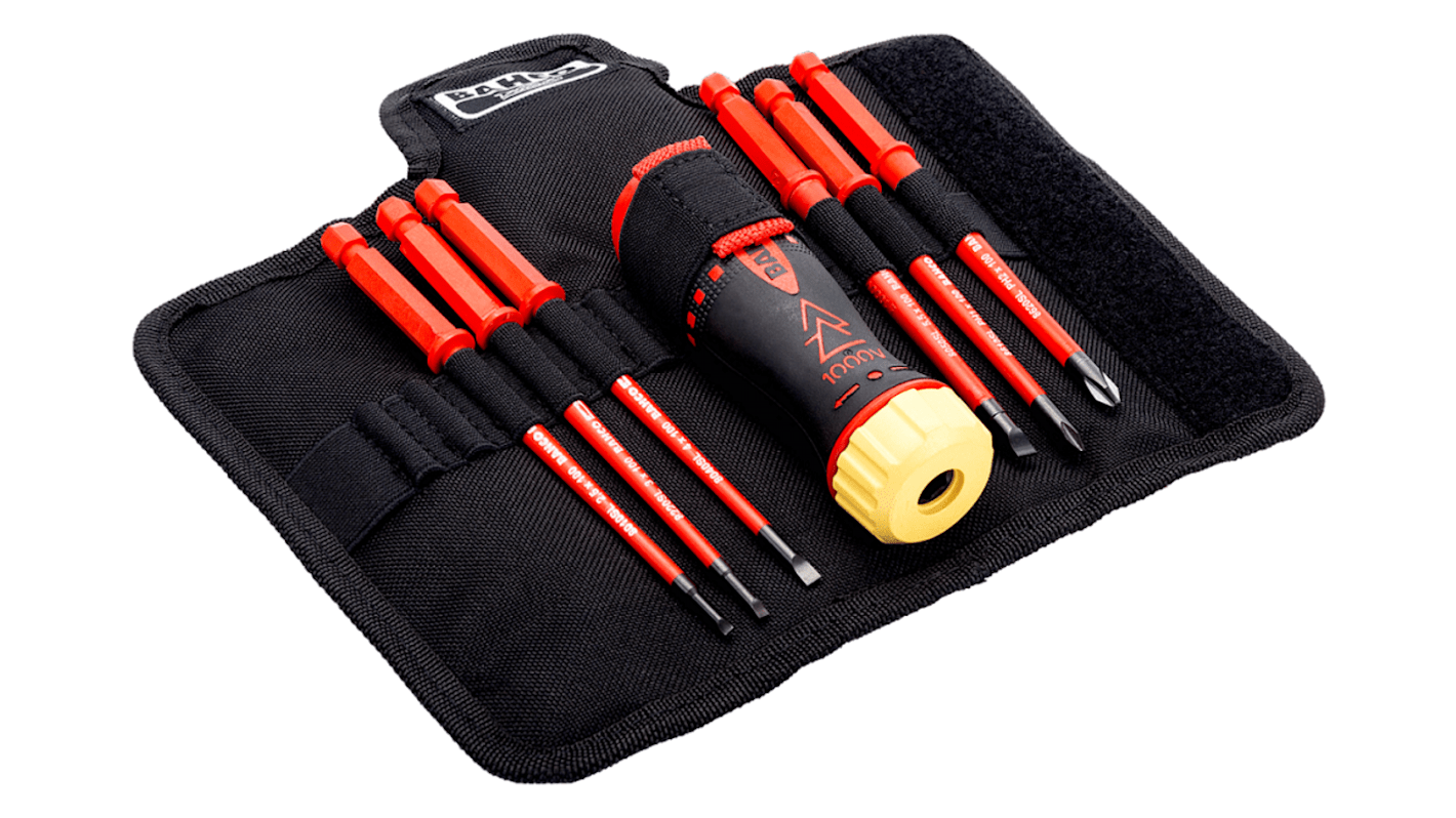 Bahco Phillips; Slotted Interchangeable Insulated Screwdriver Set, 7-Piece