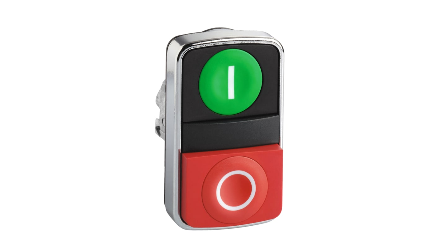 Tête de bouton poussoir Schneider Electric, Harmony XB4 Vert, Rouge, Ø découpe 22mm, Momentané