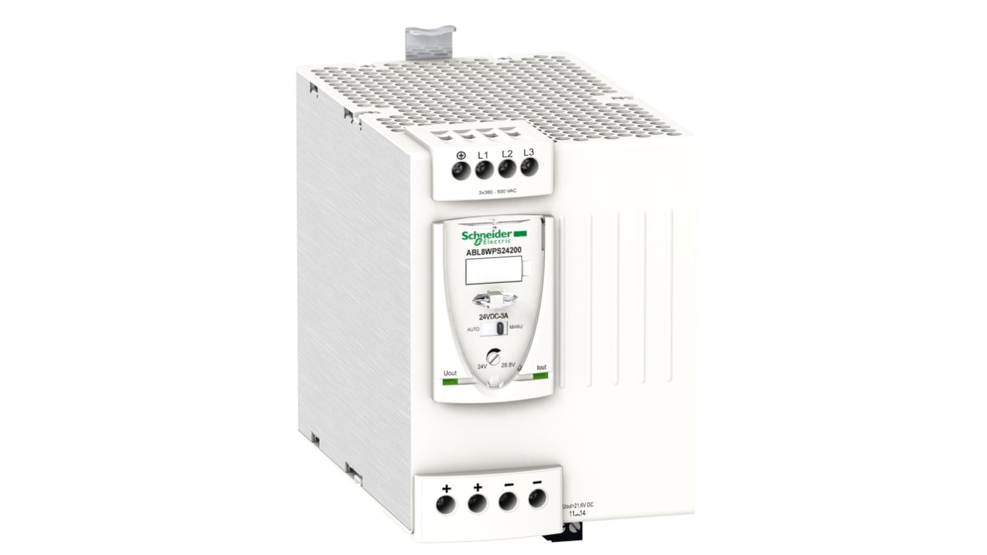Schneider Electric DINレール取付け用スイッチング電源, ABL8WPS24200, 出力：20A, 定格：480W 入力電圧：ac 出力電圧：dc 24V dc/