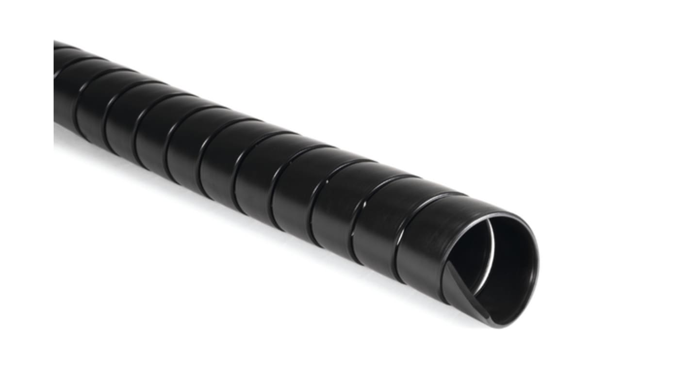 HellermannTyton SPF Spiral-Kabelschutzschlauch PP Schwarz, für Kabel-Ø 25mm bis 29mm, Länge 1m