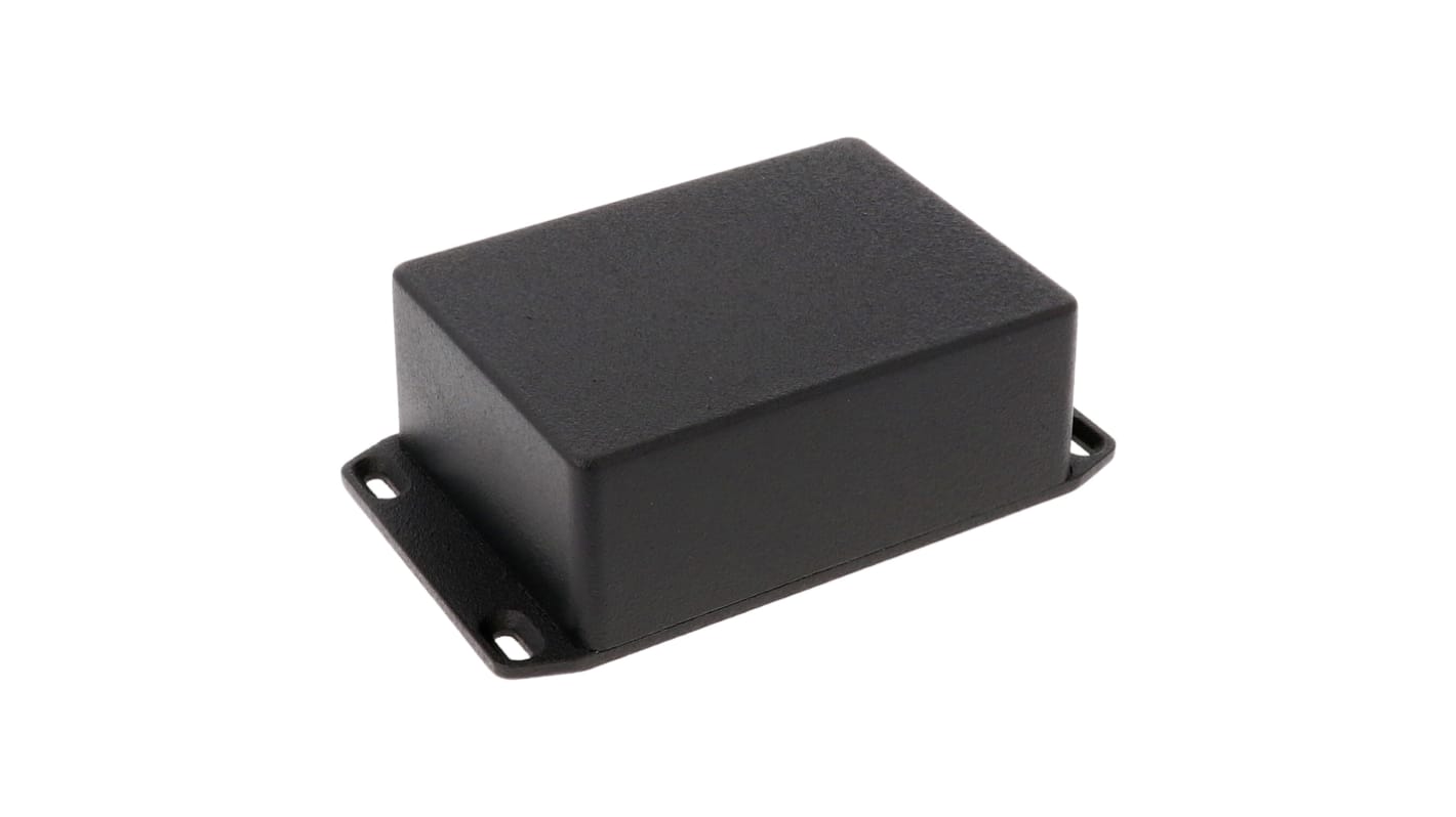 Hammond 1590 Series Black Die Cast Aluminium Enclosure, IP54, Flanged, Black Lid, 110.5 x 82.4 x 44mm