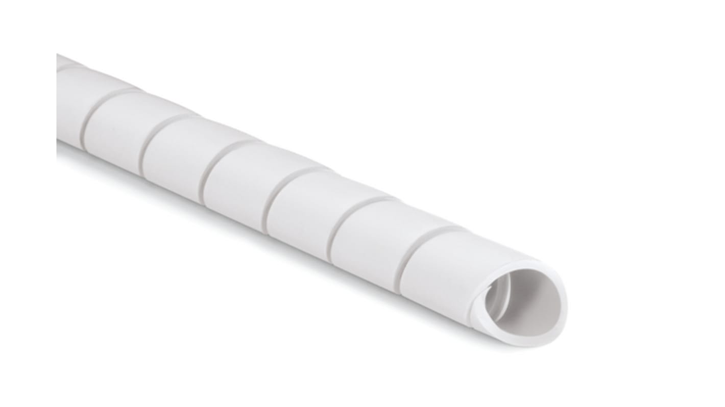 HellermannTyton SBPEFR16 Spiral-Kabelschutzschlauch PEFR Weiß, für Kabel-Ø 20mm bis 150mm, Länge 30m Selbstverlöschend