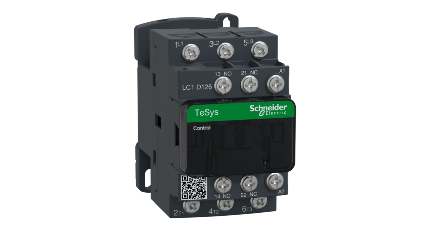 Schneider Electric TeSys D LC1D Contactor, 110 V ac Coil, 3-Pole, 25 A, 7.5 kW, 3NO, 300 V dc, 690 V ac