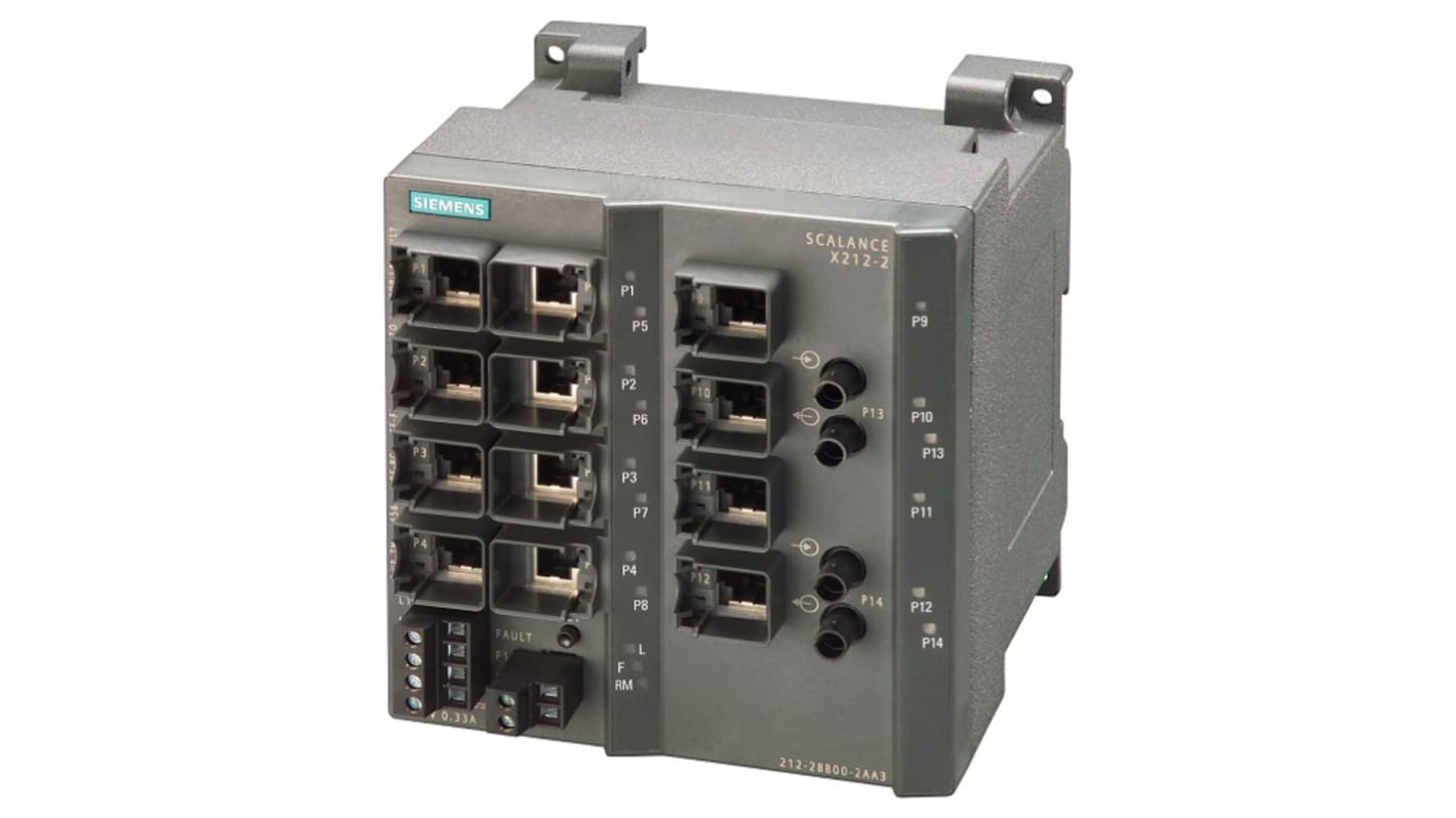 Siemens Ethernet kapcsoló 12 db RJ45 port, rögzítés: DIN-sín, fal, 10/100Mbit/s