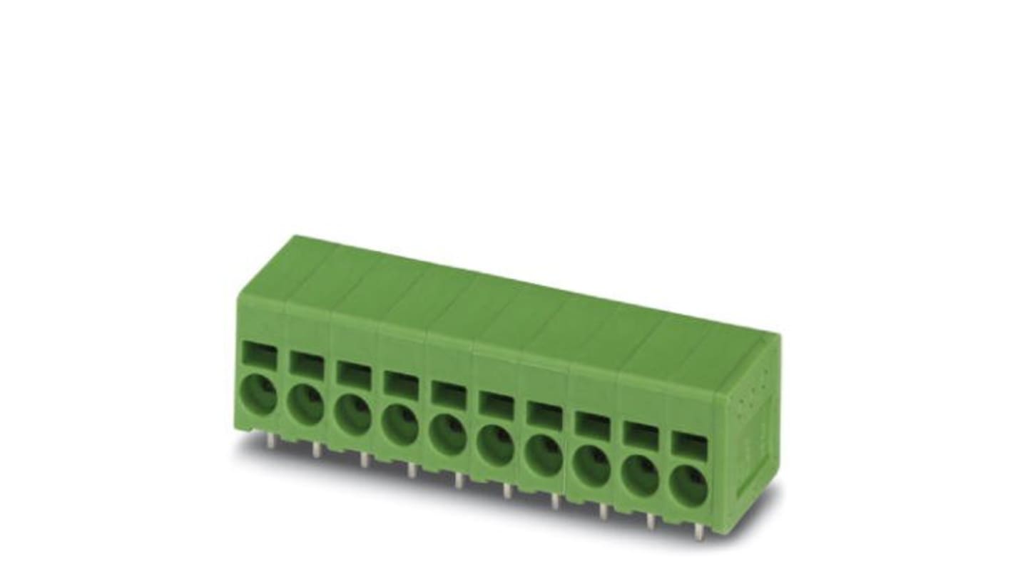 Phoenix Contact SPT 2.5/ 1-H-5.0 Series PCB Terminal Block, 1-Contact, 5mm Pitch, Through Hole Mount, Spring Cage