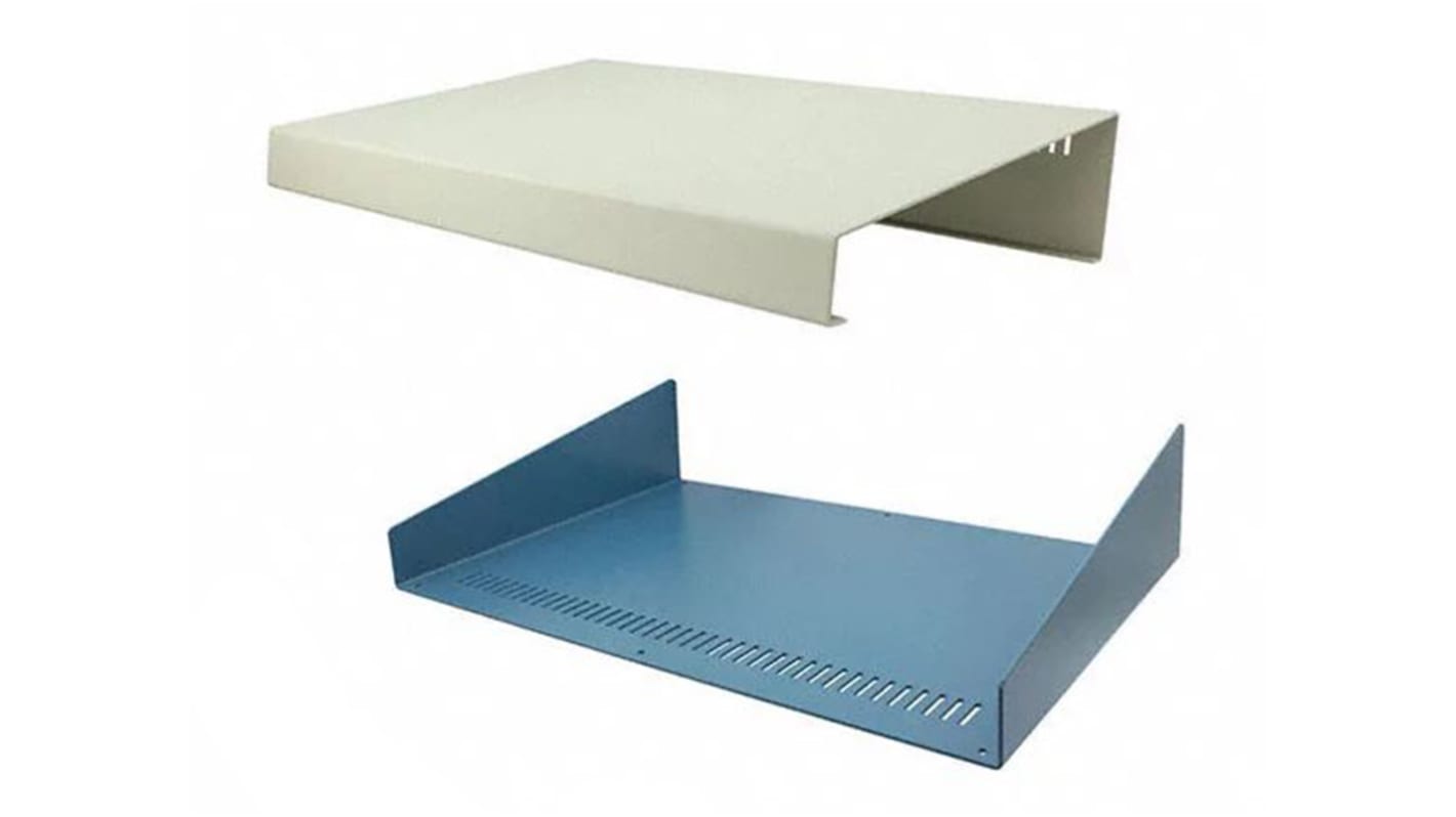 Caja de consola Hammond, serie 1456, de Aluminio de color Beige, Azul, con frontal inclinado, 431 x 280 x 89mm, IP31