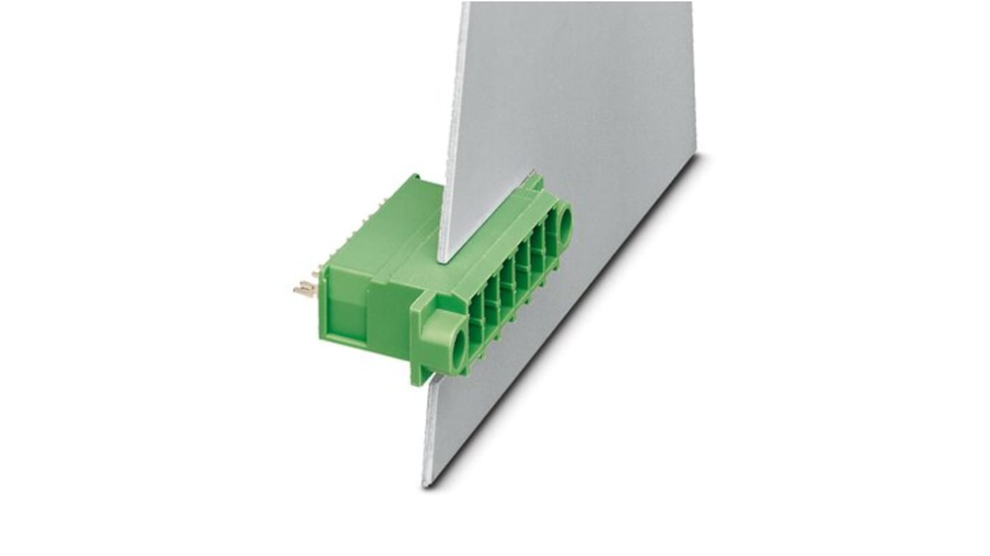 Phoenix Contact 7.62mm Pitch 4 Way Pluggable Terminal Block, Feed Through Header, Panel Mount, Solder Termination