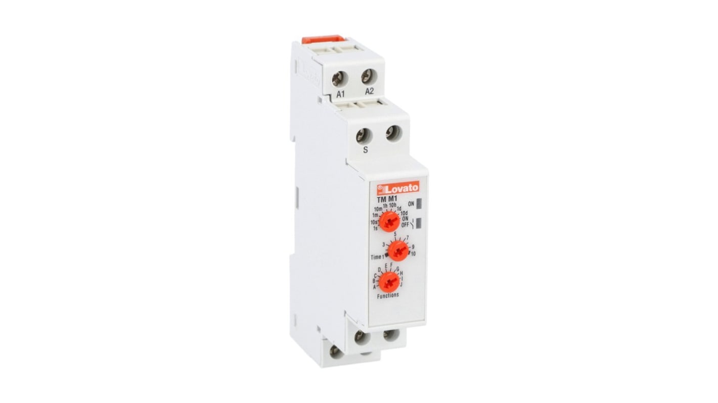 Lovato DIN Rail Mount Timer Relay, 12 → 240V ac/dc, 2-Contact, 0.1 s → 10days, SPDT