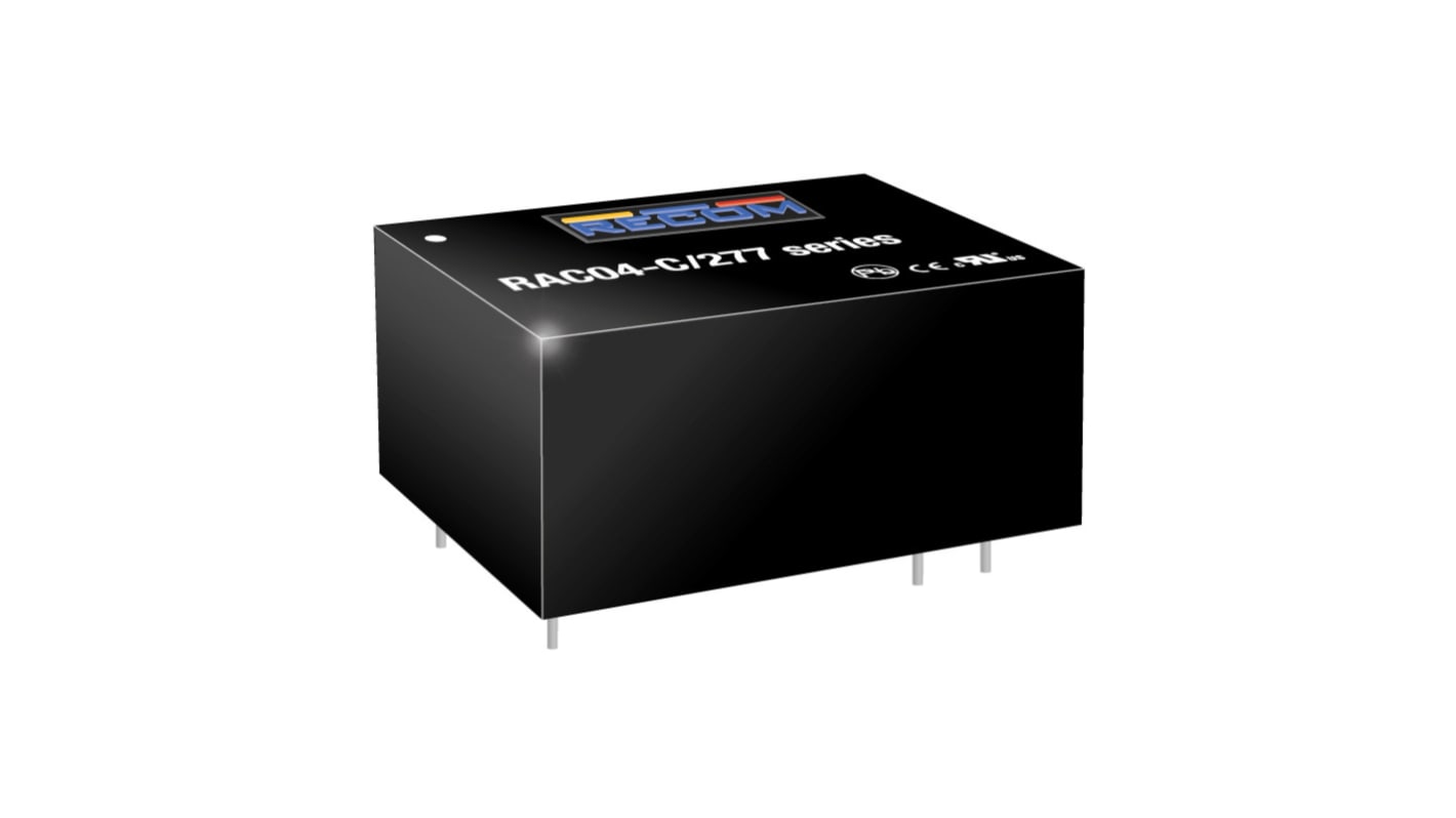 Fuente de alimentación conmutada Recom serie RAC04-C/277, 12V dc, ±166mA, 4W, 1 salida, Montaje en PCB