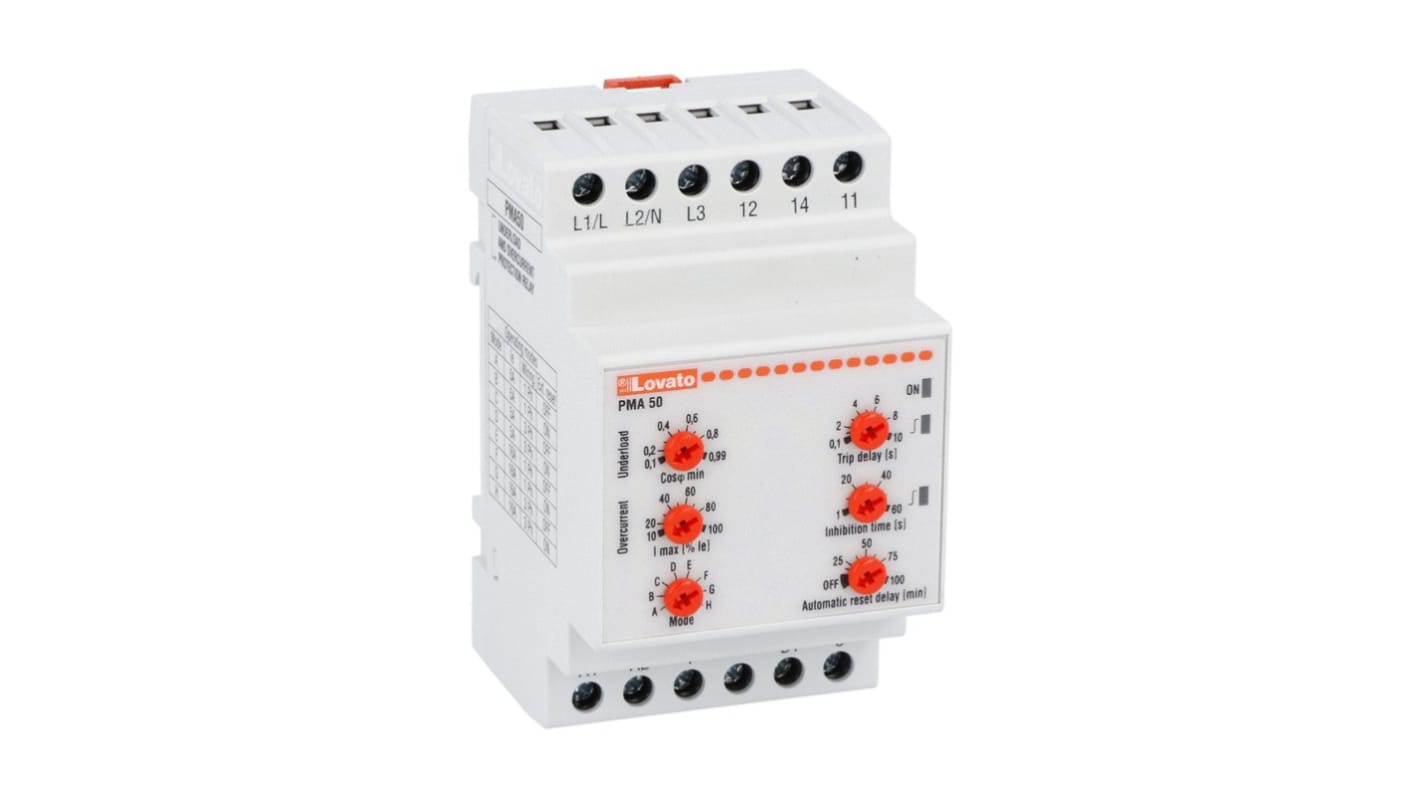 Lovato Current Monitoring Relay, 1, 3 Phase, SPDT, DIN Rail