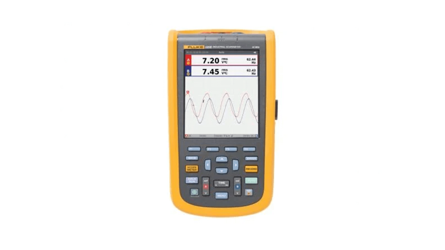 Fluke 125B ScopeMeter 120B Series Digital Handheld Oscilloscope, 2 Analogue Channels, 40MHz, 2 Digital Channels - UKAS