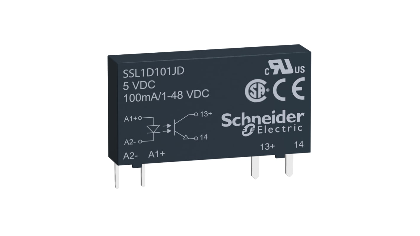 Relè a stato solido SSL1D101JD, Montaggio su circuito stampato, 0,1 A, 48 V c.c., c.c., SPST Harmony Solid State Relays