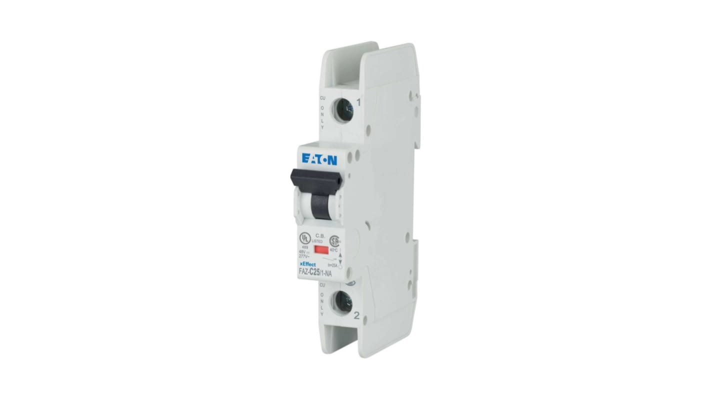 Eaton xEffect MCB, 1P, 25A Curve C, 240 → 415V AC, 48V DC, 10 kA Breaking Capacity