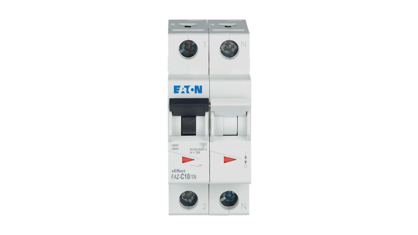 Disjoncteur Eaton Eaton Moeller 1P+N, 10A, pouvoir de coupure 10 kA, montage rail DIN