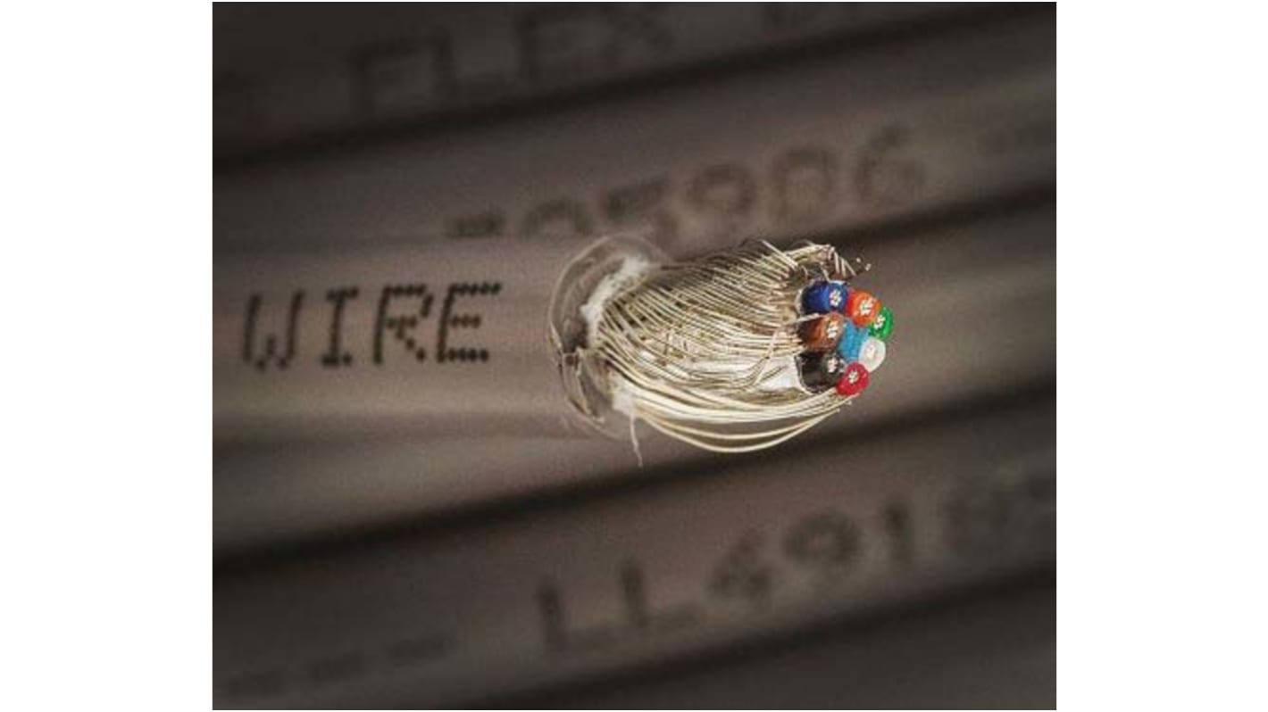 Câble multiconducteur Alpha Wire, 7x 0,14 mm 26 AWG, Blindé, 30m