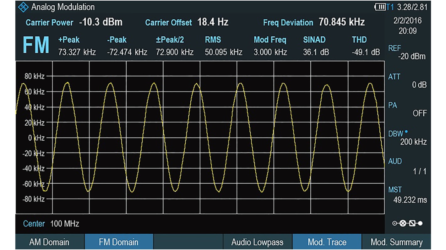 Akcesorium do analizatora widma, do uzytku z: Ręczny analizator widma FPH Spectrum Rider, Analiza modulacji analogowej