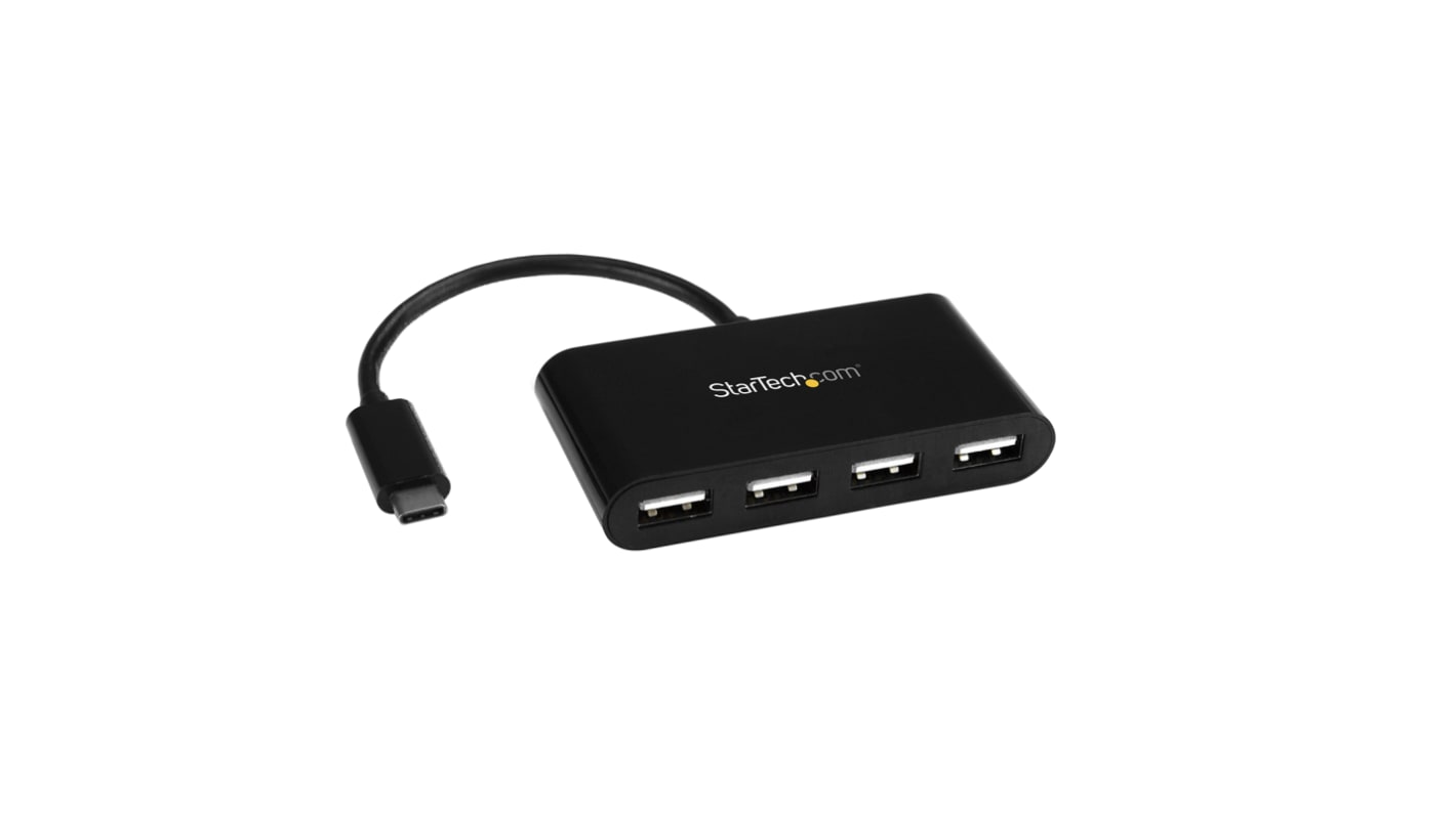 StarTech.com 4 Port USB 2.0 USB A, USB C  Hub, USB Bus Powered, 175 x 80 x 14mm