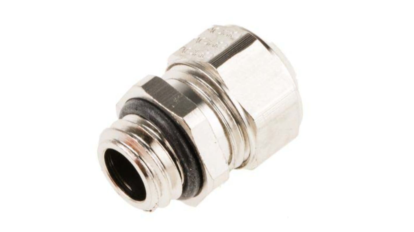 SES Sterling A1 Series Metallic Nickel Plated Brass Cable Gland, PG21 Thread, 12.5mm Min, 20.5mm Max, IP68