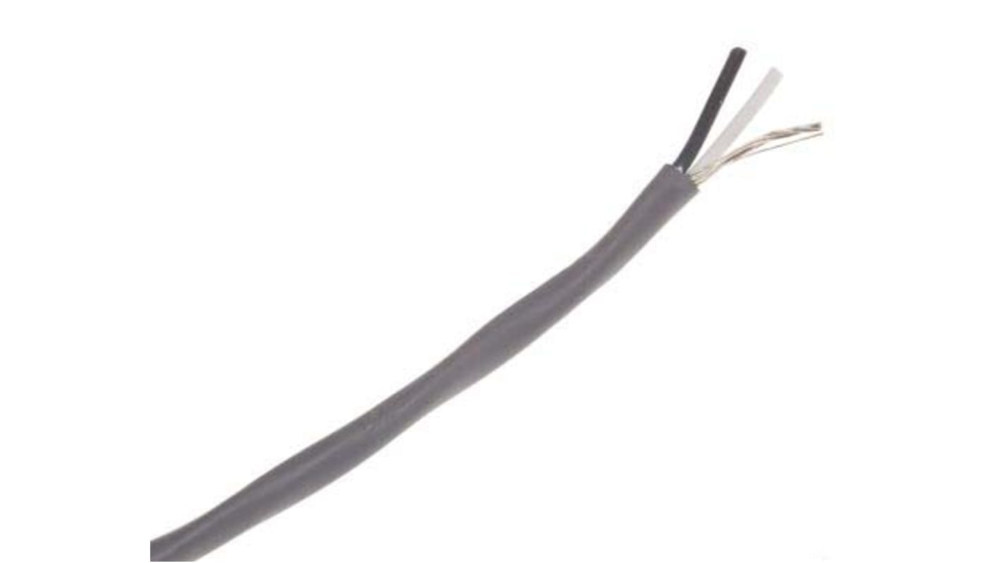 Alpha Wire Alpha Essentials Control Cable, 2 Cores, 0.09 mm², DEF STAN, Screened, 305m, Grey PVC Sheath, 28 AWG