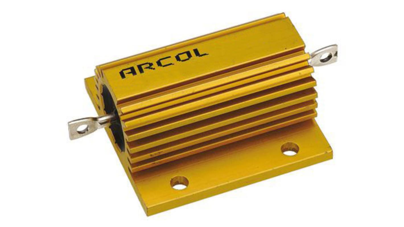 Resistencia de montaje en panel Arcol, 100mΩ ±5% 75W, Con carcasa de aluminio, Axial, Bobinado