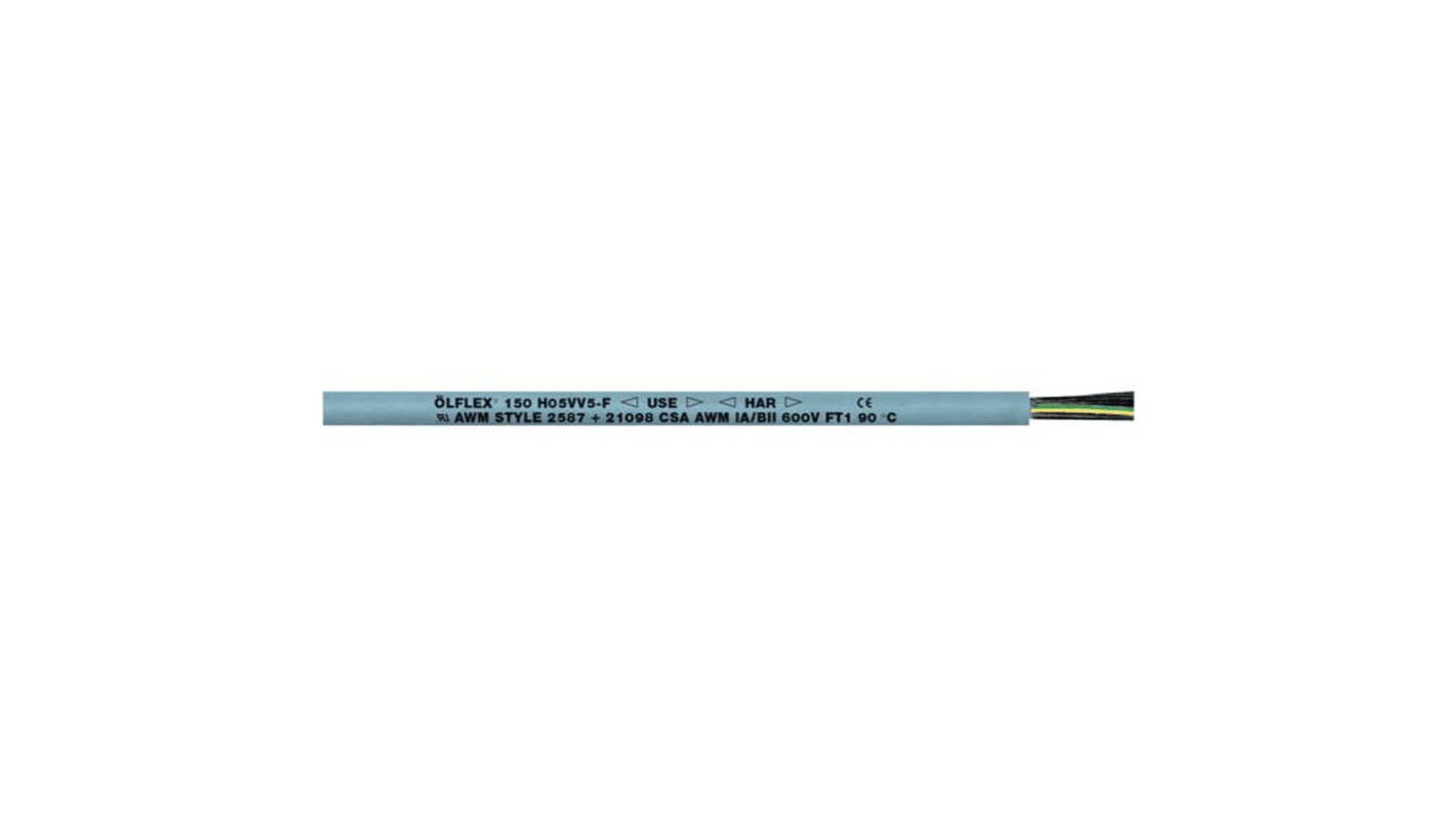 Lapp ÖLFLEX 150 Control Cable, 3 Cores, 0.75 mm², Unscreened, 100m, Grey PVC Sheath, 18 AWG