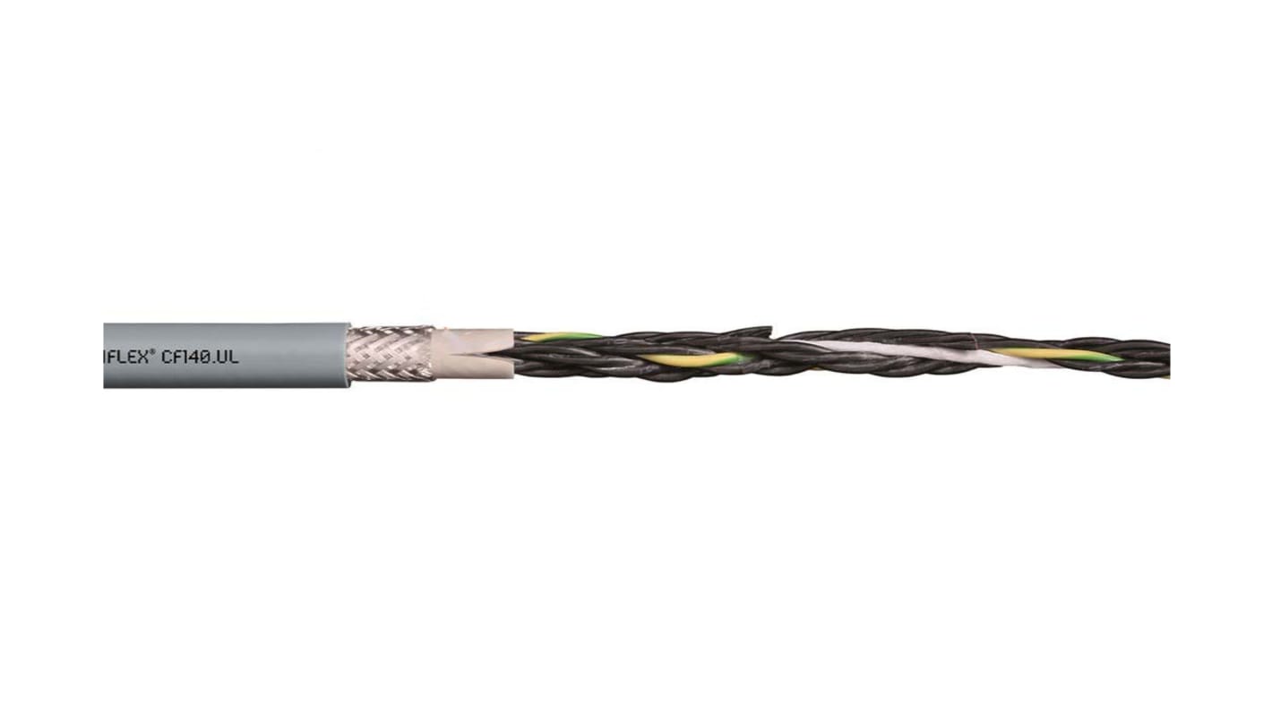 Igus chainflex CF140.UL Control Cable, 5 Cores, 0.34 mm², Screened, 10m, Grey PVC Sheath, 22 AWG