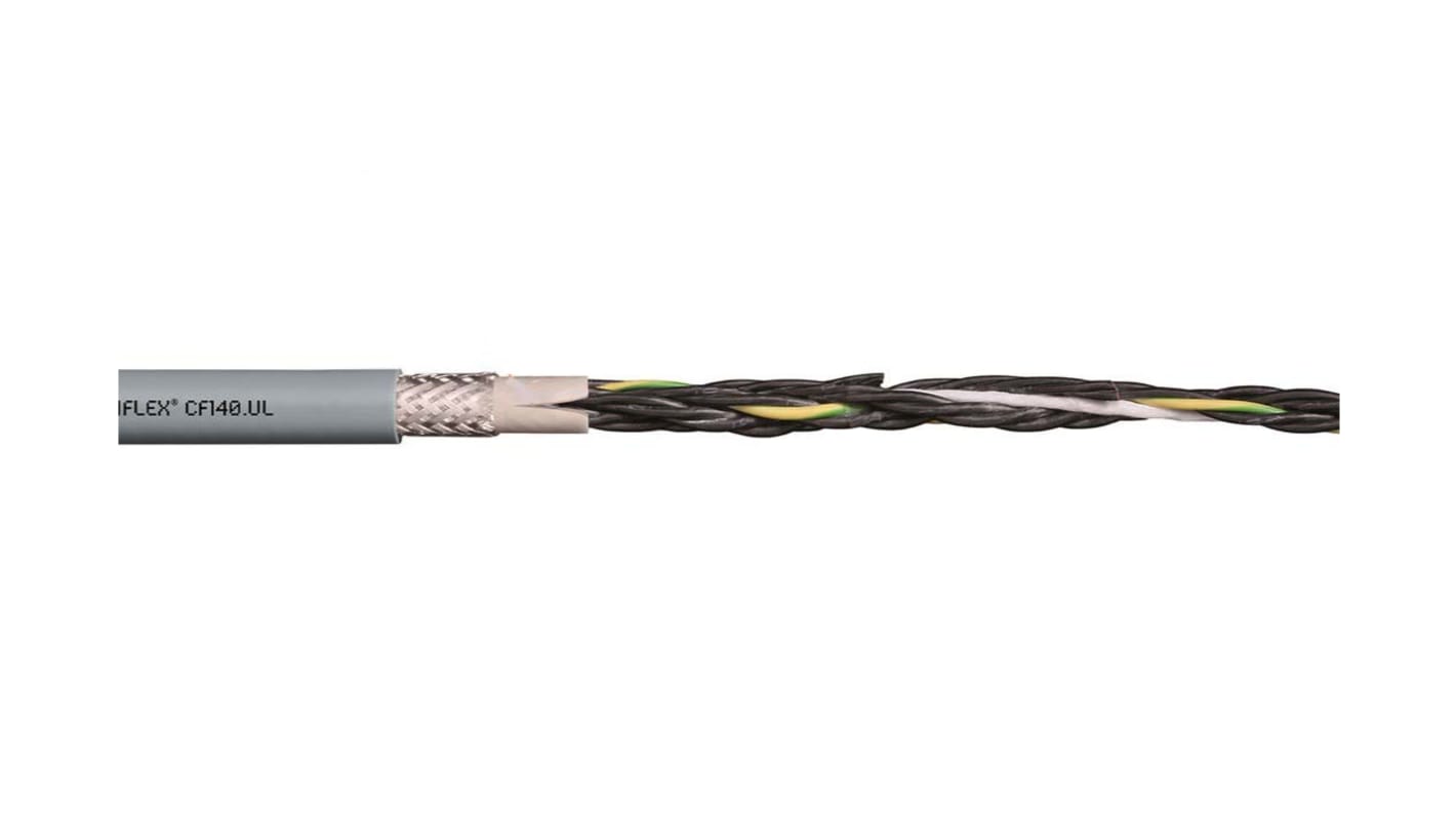 Igus chainflex CF140.UL Control Cable, 7 Cores, 0.75 mm², Screened, 10m, Grey PVC Sheath, 18 AWG