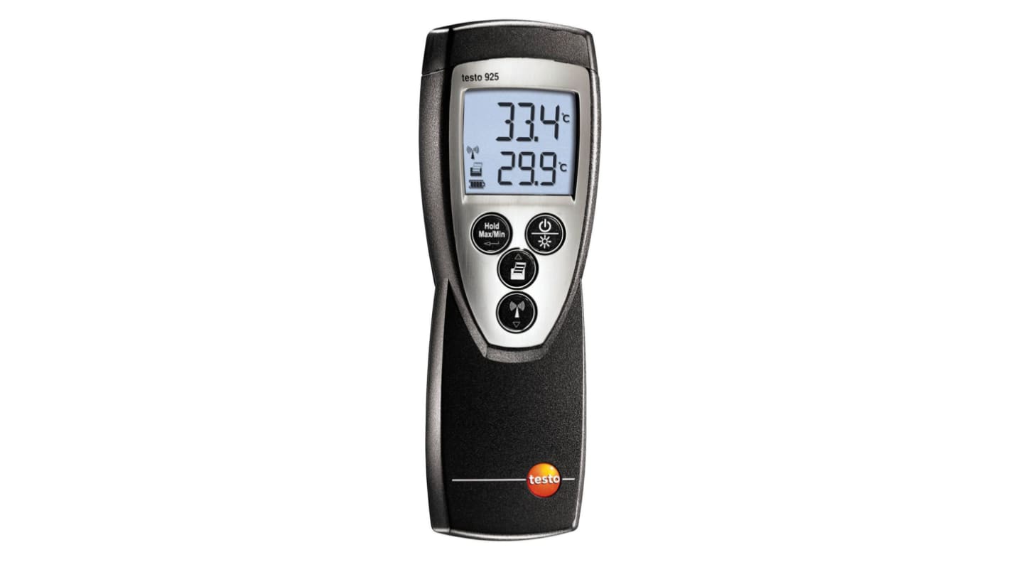 Testo 925 Wired Digital Thermometer, K Probe, 1 Input(s), +1000°C Max, ±0.5 °C Accuracy - With UKAS Calibration