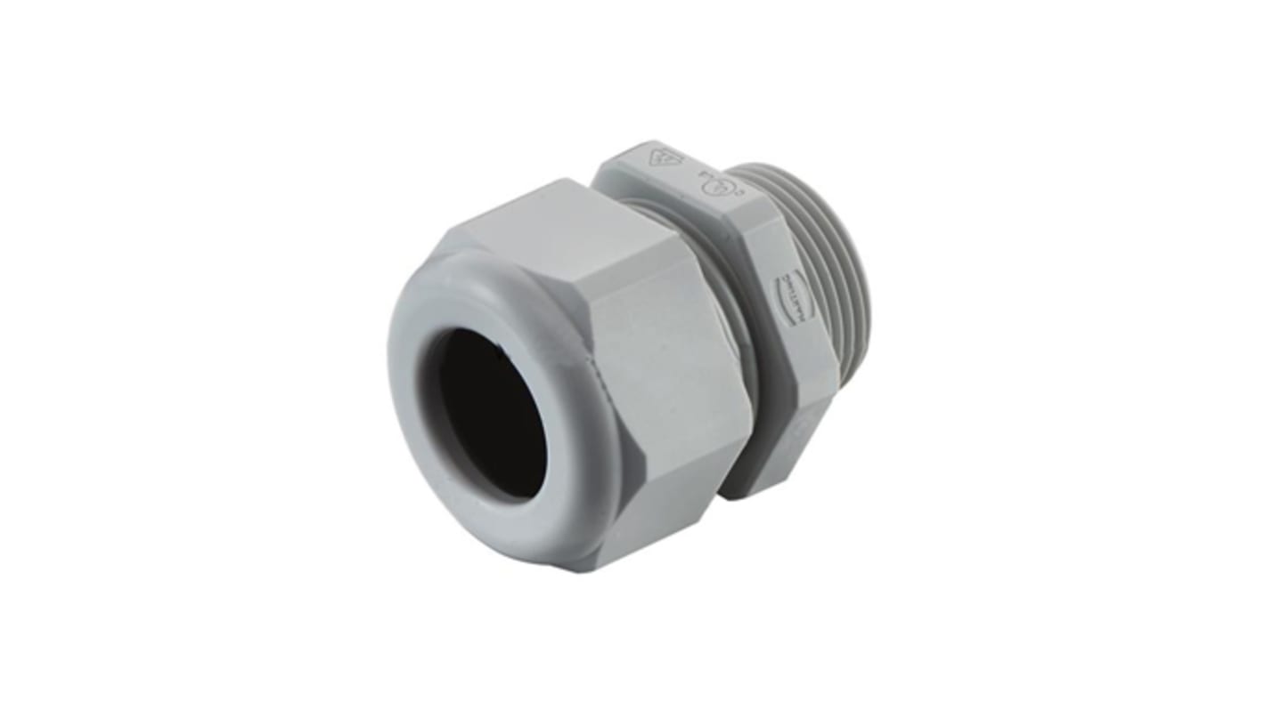 Harting Han CGM-P Series Grey Thermoplastic Cable Gland, M20 Thread, 10mm Min, 14mm Max, IP68, IP69K