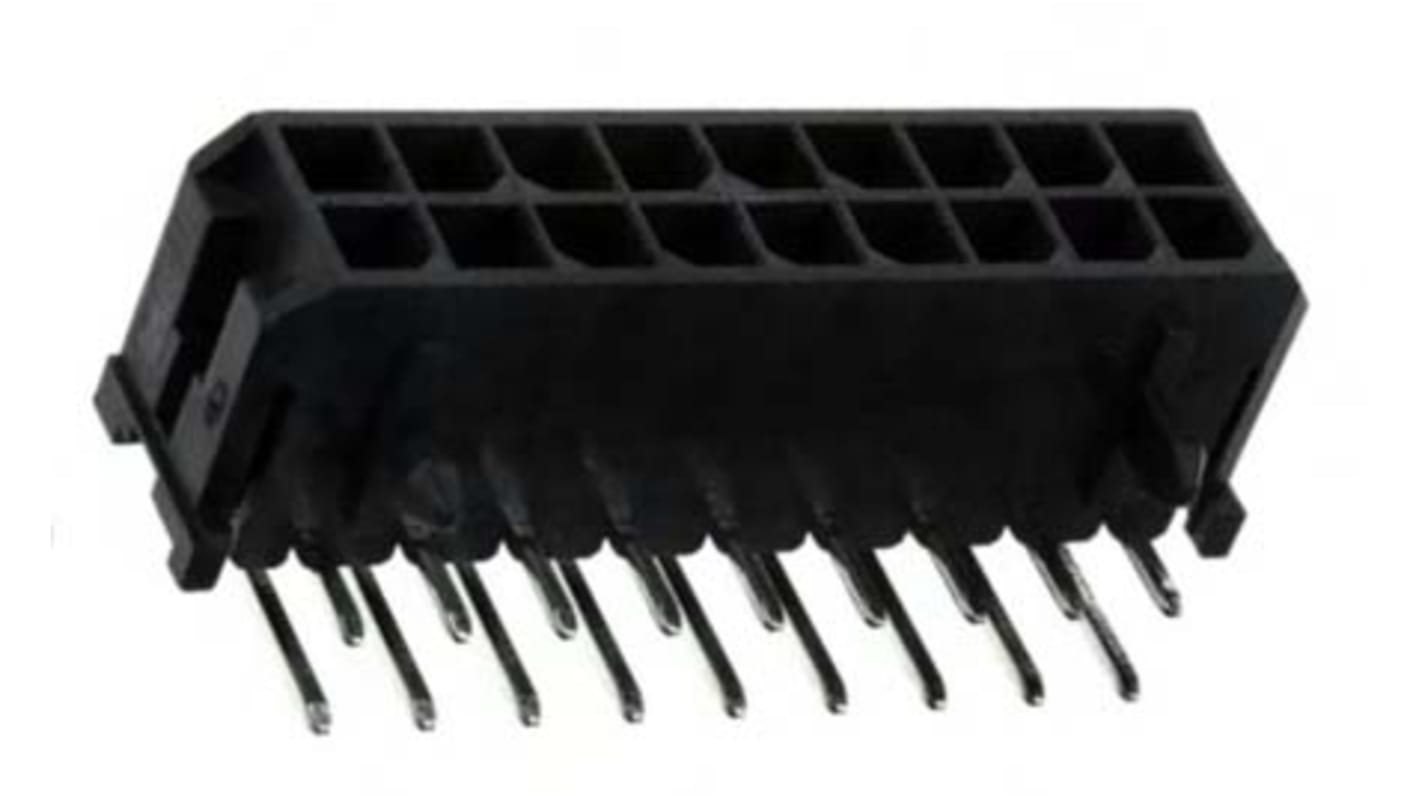 Molex Micro-Fit 3.0 Series Right Angle Through Hole PCB Header, 18 Contact(s), 3.0mm Pitch, 2 Row(s), Shrouded