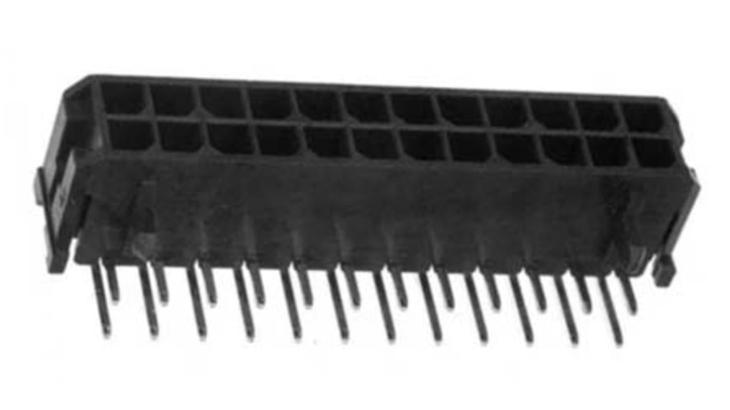 Embase pour CI Molex, Micro-Fit 3.0, 24 pôles , 3.0mm, 2 rangées , 5.0A, Angle droit