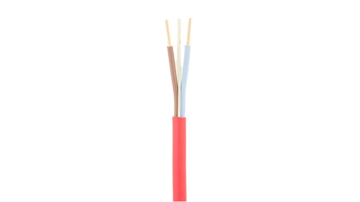 Cable de alimentación RS PRO de 2 núcleos, 2,5 mm², Ø ext. 9.5mm, long. 100m, 500 V / 27 A, Rojo