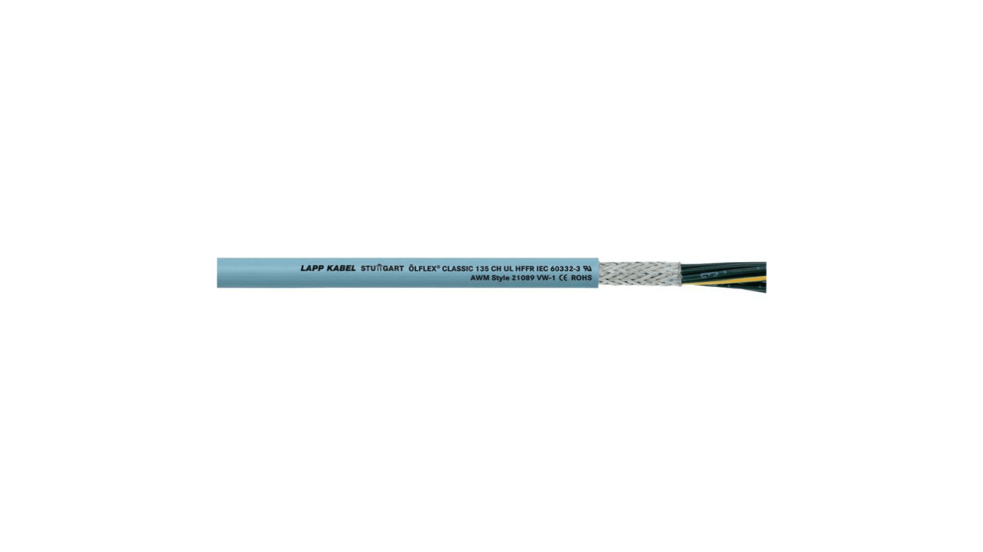 Lapp ÖLFLEX CLASSIC 135 CH Control Cable, 3 Cores, 0.75 mm², CY, Screened, 50m, Grey LSZH Sheath, 18 AWG