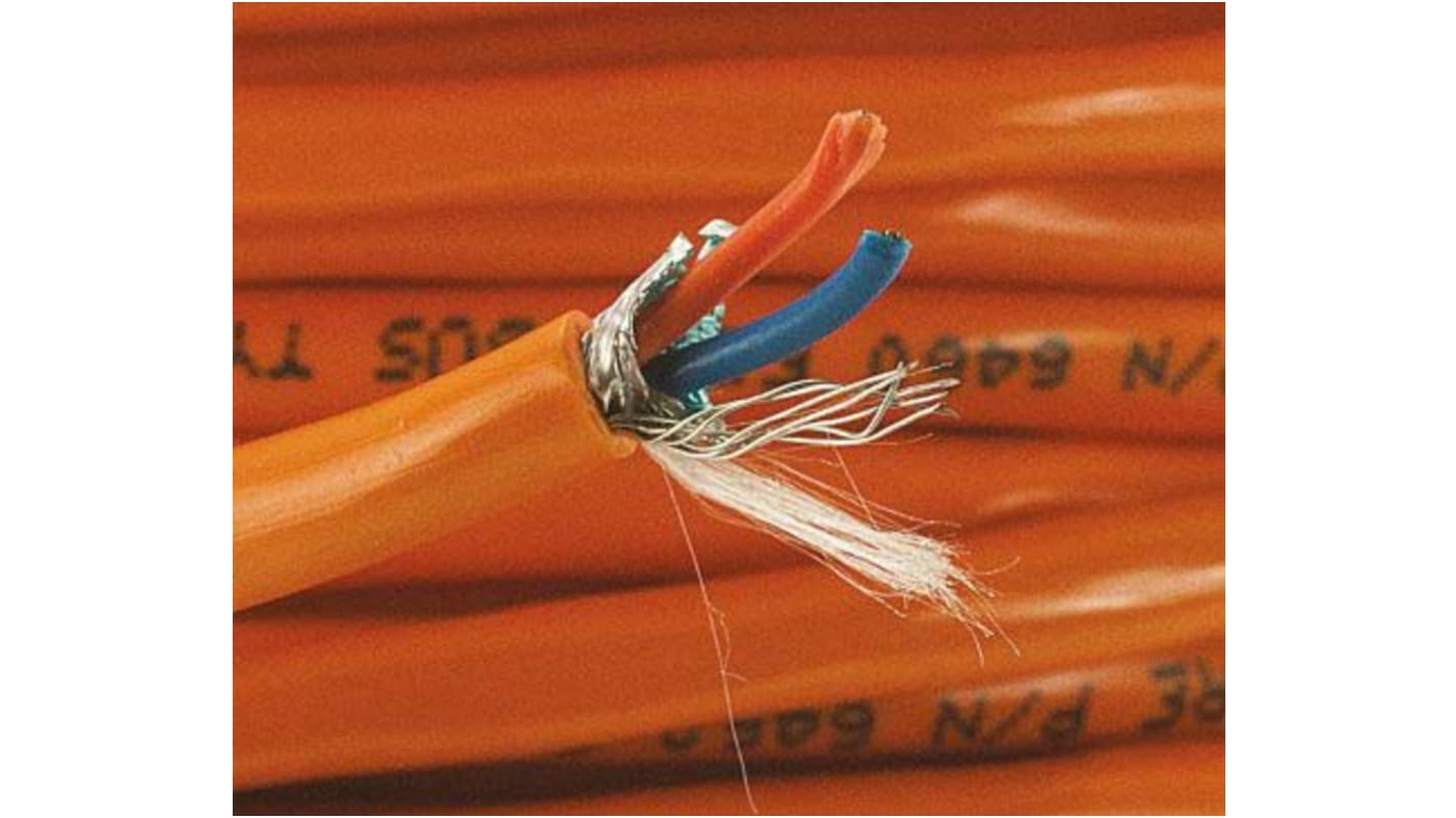 Alpha Wire Twisted Pair Data Cable, 1 Pairs, 0.33 mm², 2 Cores, 22 AWG, Screened, 30m, Orange Sheath