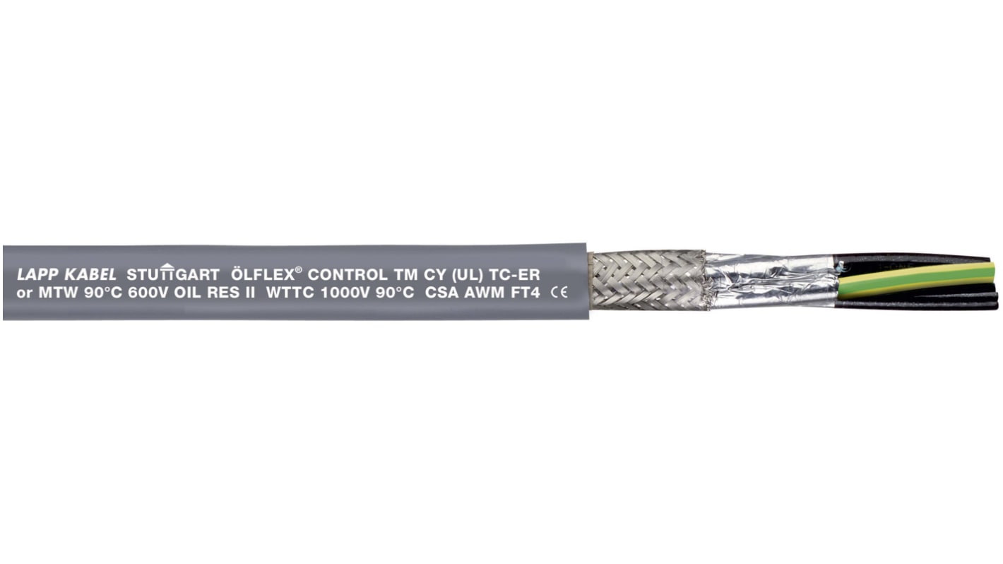 Cable de control apantallado Lapp ÖLFLEX CONTROL TM CY de 4 núcleos, 10 mm², Ø ext. 18.5mm, long. 50m, 600 V,