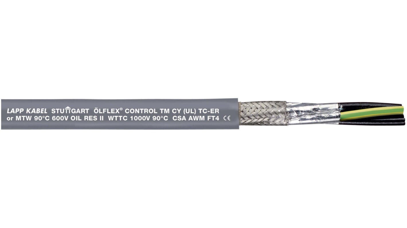 Lapp ÖLFLEX CONTROL TM CY Control Cable, 12 Cores, 1.5 mm², CY, Screened, 50m, Grey, 15 AWG