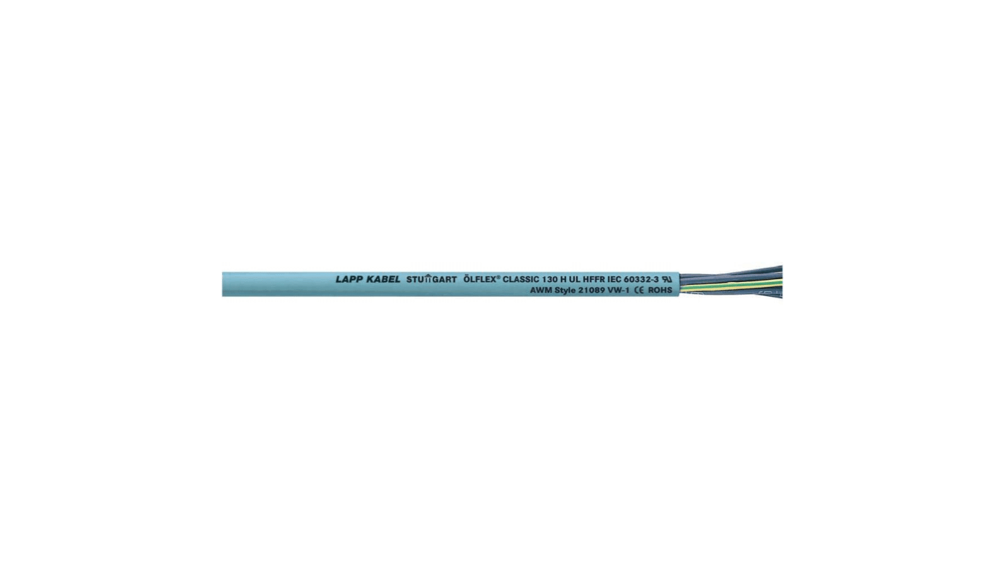 Cable de control Lapp ÖLFLEX CLASSIC 130 de 5 núcleos, 0,75 mm², Ø ext. 6.8mm, long. 100m, 500 V, Pirorretardante,