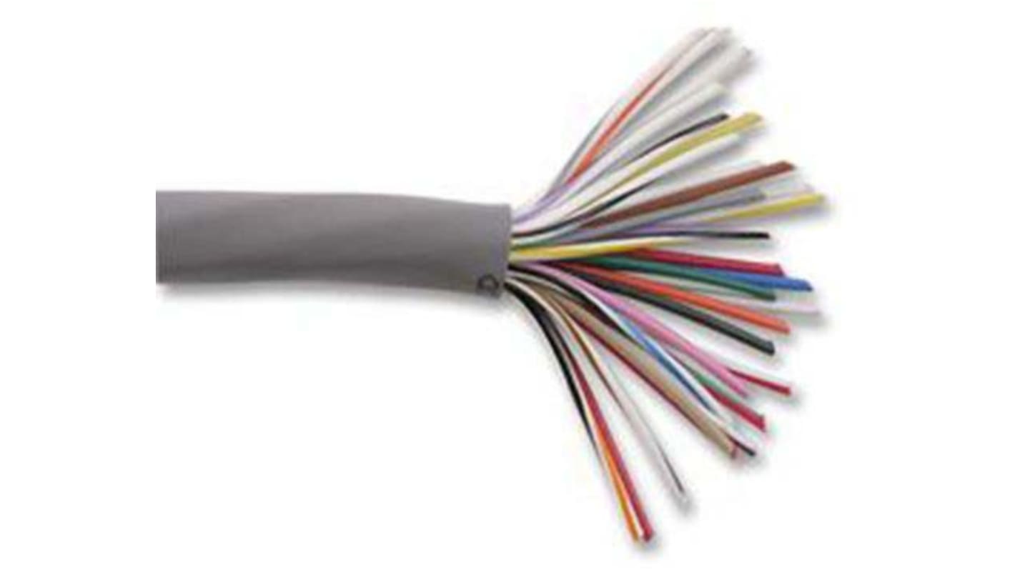 Alpha Wire Alpha Essentials Control Cable, 20 Cores, 0.35 mm², Unscreened, 30m, Grey PVC Sheath, 22 AWG