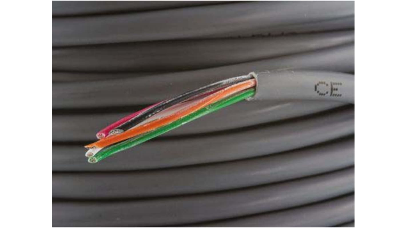 Alpha Wire Alpha Essentials Communication & Control Control Cable, 5 Cores, 0.56 mm², Unscreened, 30m, Grey PVC Sheath,