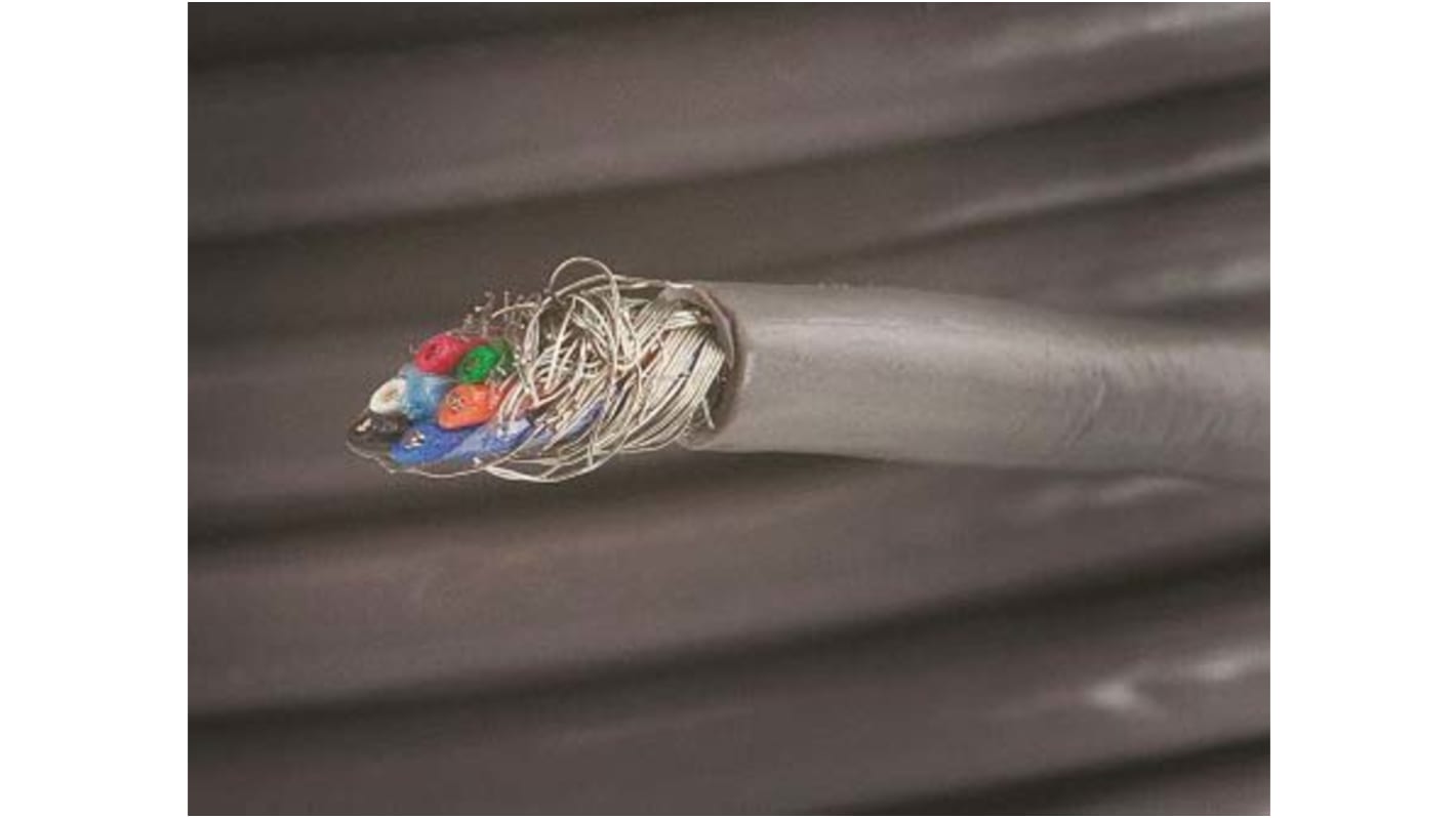 Alpha Wire Alpha Essentials Communication & Control Control Cable, 6 Cores, 0.23 mm², Screened, 30m, Grey PVC Sheath,