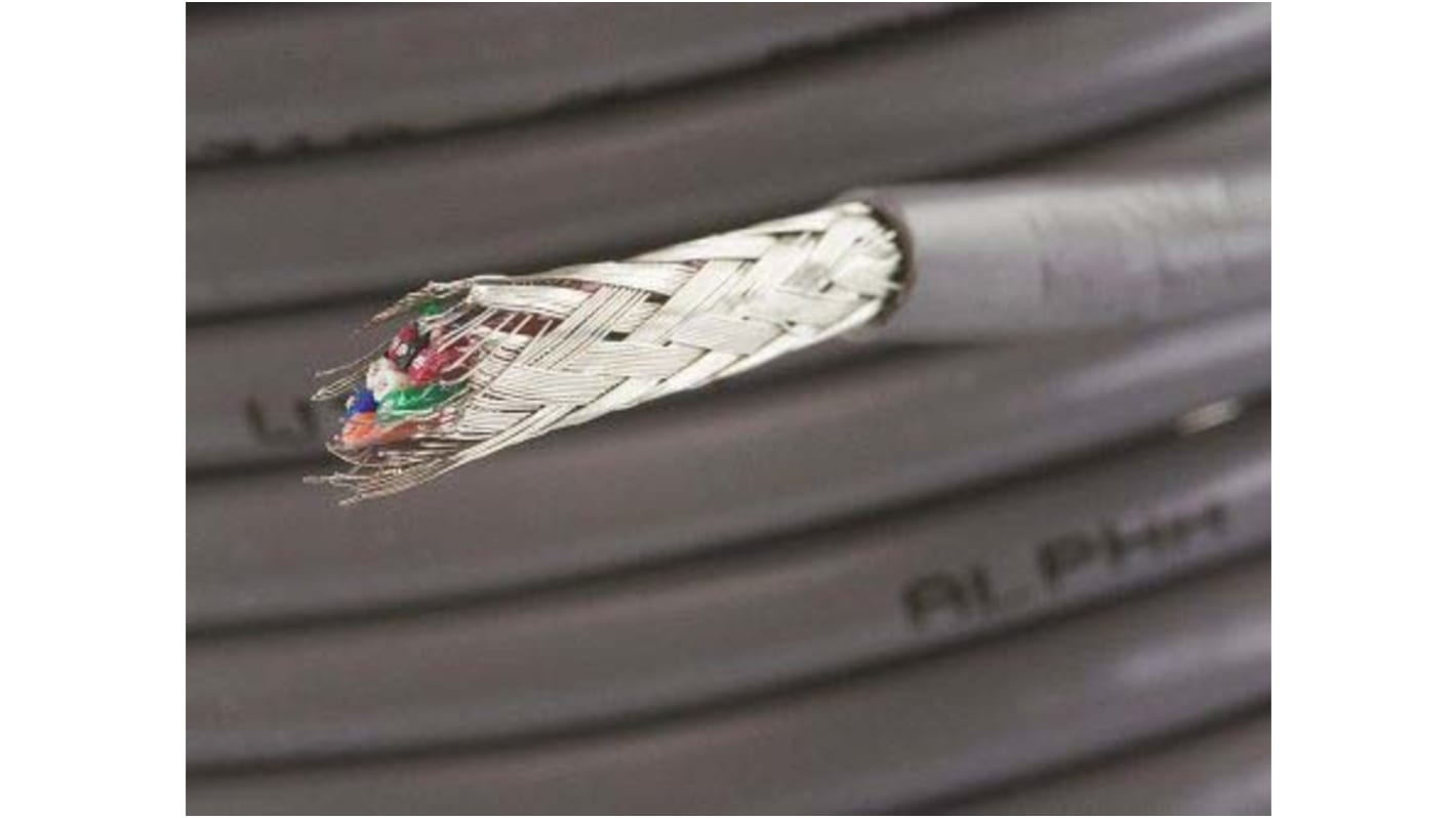 Alpha Wire Alpha Essentials Communication & Control Control Cable, 10 Cores, 0.23 mm², Screened, 30m, Grey PVC Sheath,