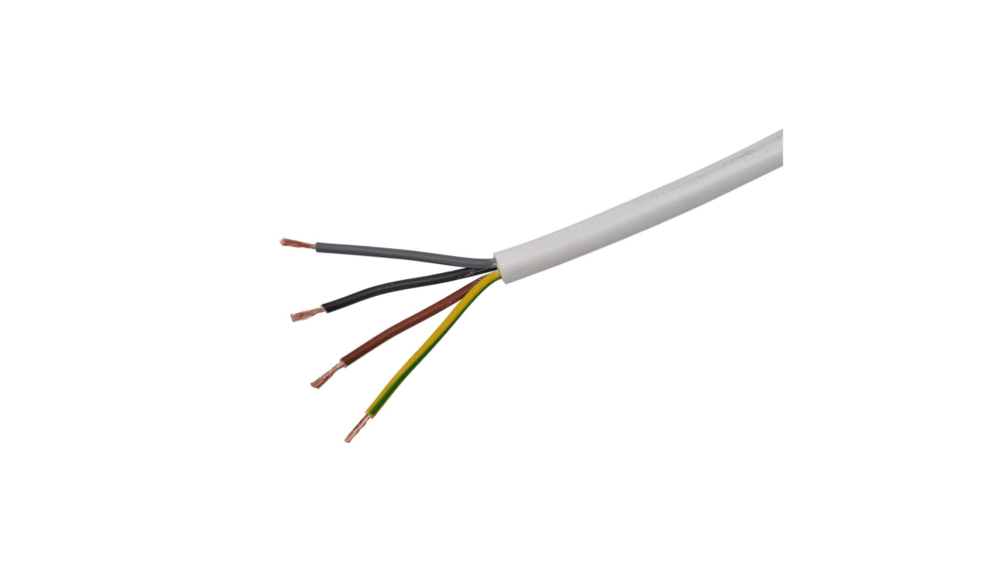 RS PRO 4 Core Power Cable, 1 mm², 100m, White, Fire Performance LSZH, 500 V