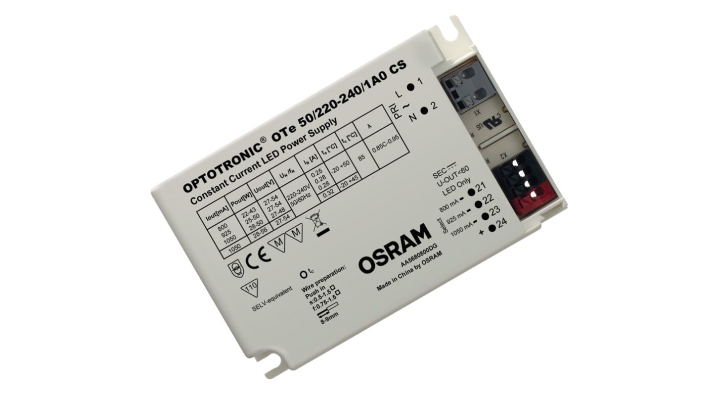 Modulo controllore LED Osram, 50W, IN 198 → 264V ca, OUT 27 → 54V, 1.05A