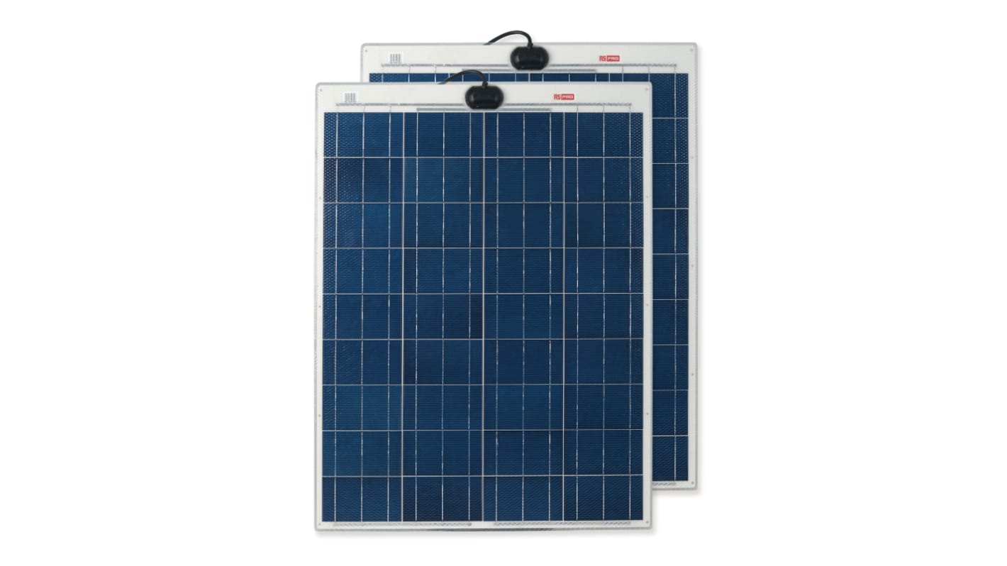 RS PRO Solarmodul Polykristallin 80W, 885 x 665 x 3mm 360W, 21.6V 36 Zellen -40°C +80°C Wirkungsgrad 17%