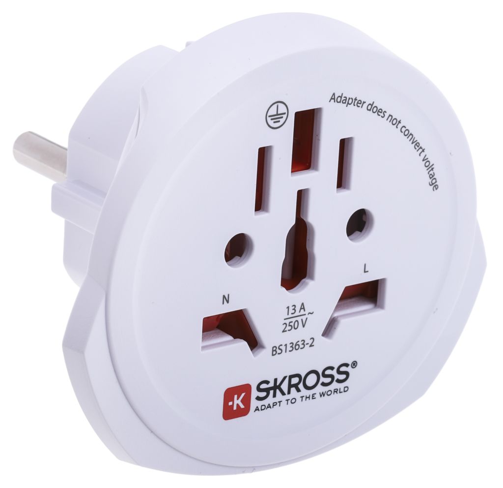 UK Mains to Euro Socket Adapter 3A For Converting EU Plug Lead Cable