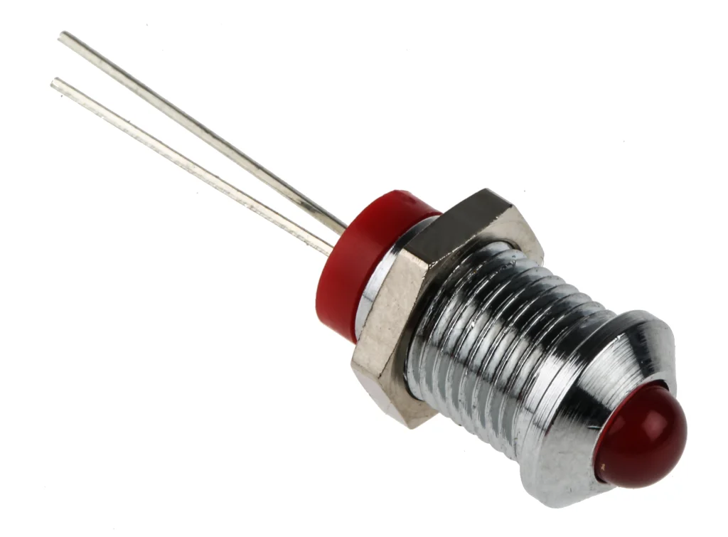 Product image for IP67 8mm HE red LED satin chr prominent