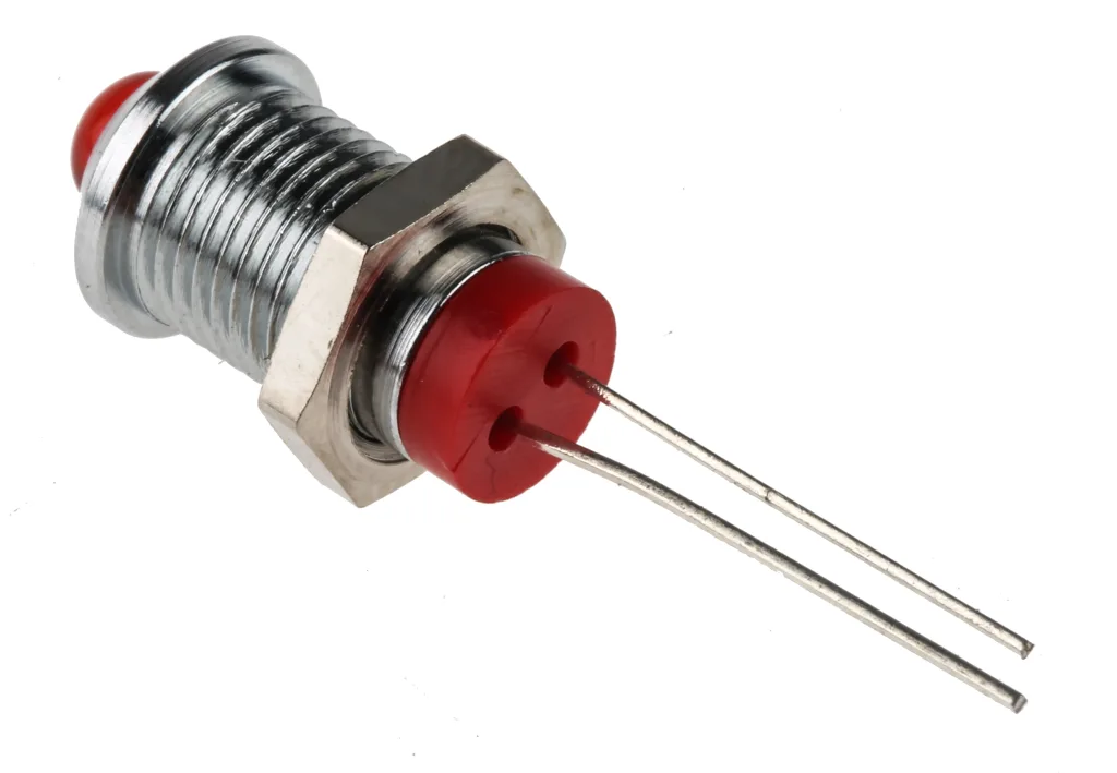Product image for RS PRO Red Indicator, 2 V dc, 8mm Mounting Hole Size, Lead Pins Termination, IP67
