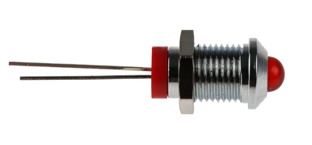 Product image for RS PRO Red Indicator, 2 V dc, 8mm Mounting Hole Size, Lead Pins Termination, IP67