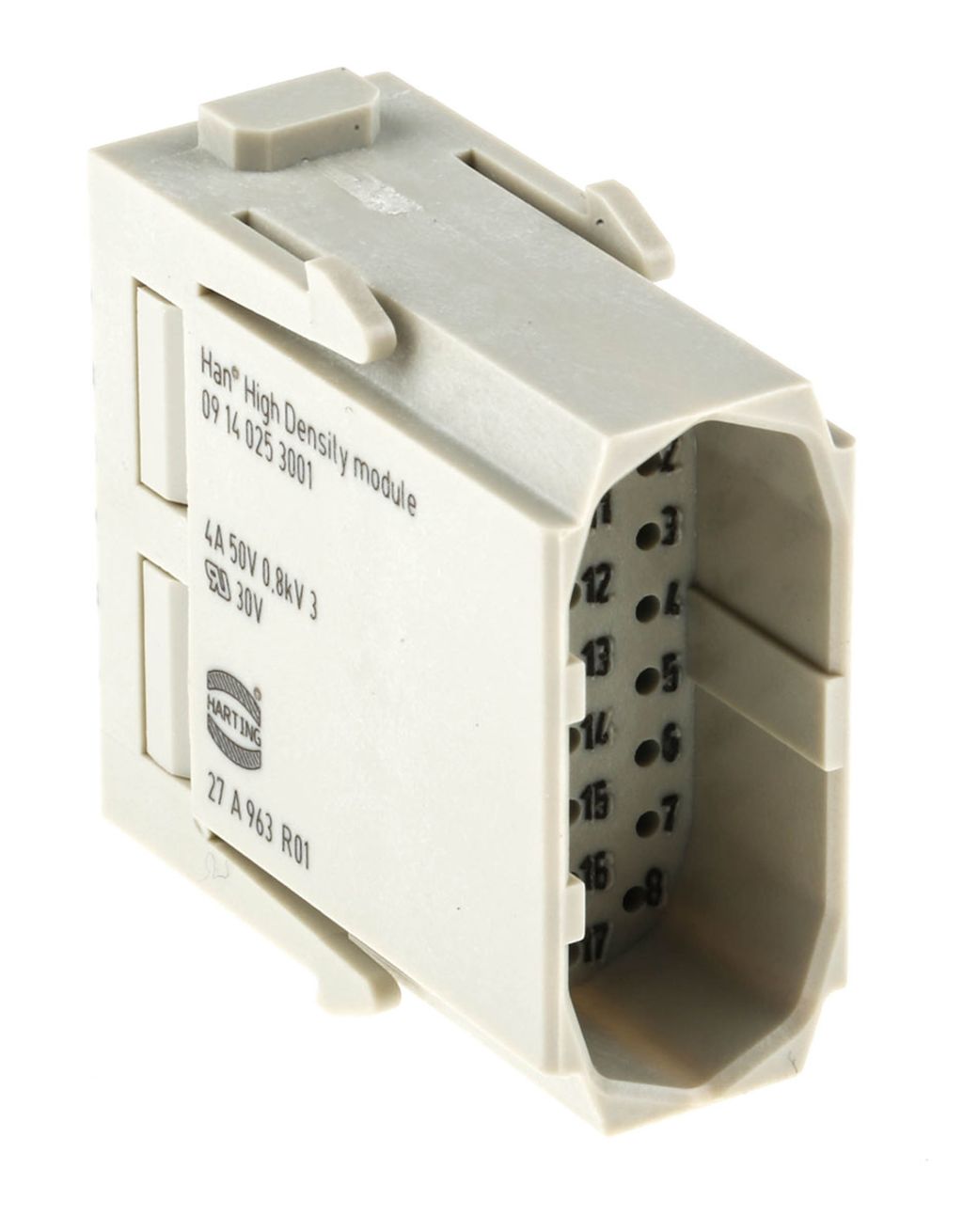 HARTING Han-Modular Heavy Duty Power Connector Module, 25 contacts, 5A ...