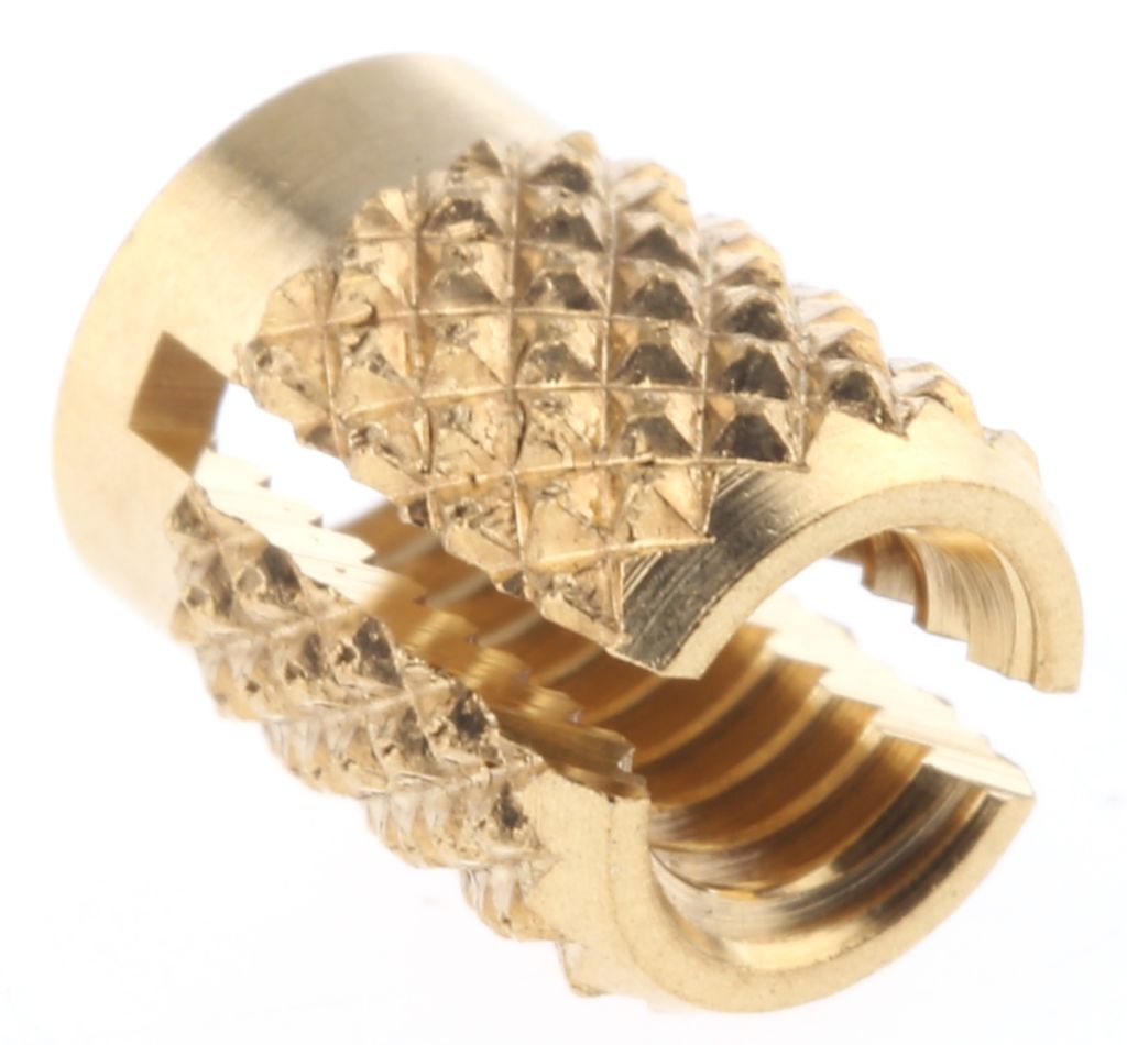 RS PRO, M5 Brass Threaded Insert diameter 6.4mm Depth 9.35mm